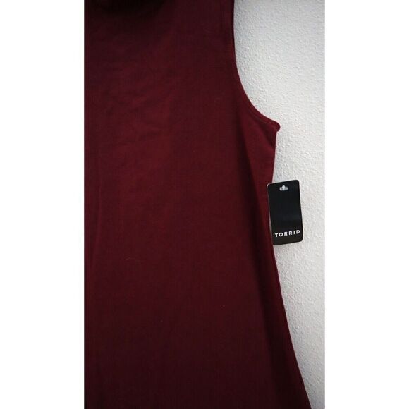 Torrid Women's Sz M/L (00) Zinfandel Red Foxy Mock Neck Cotton Blend Tank Top - Picture 6 of 7